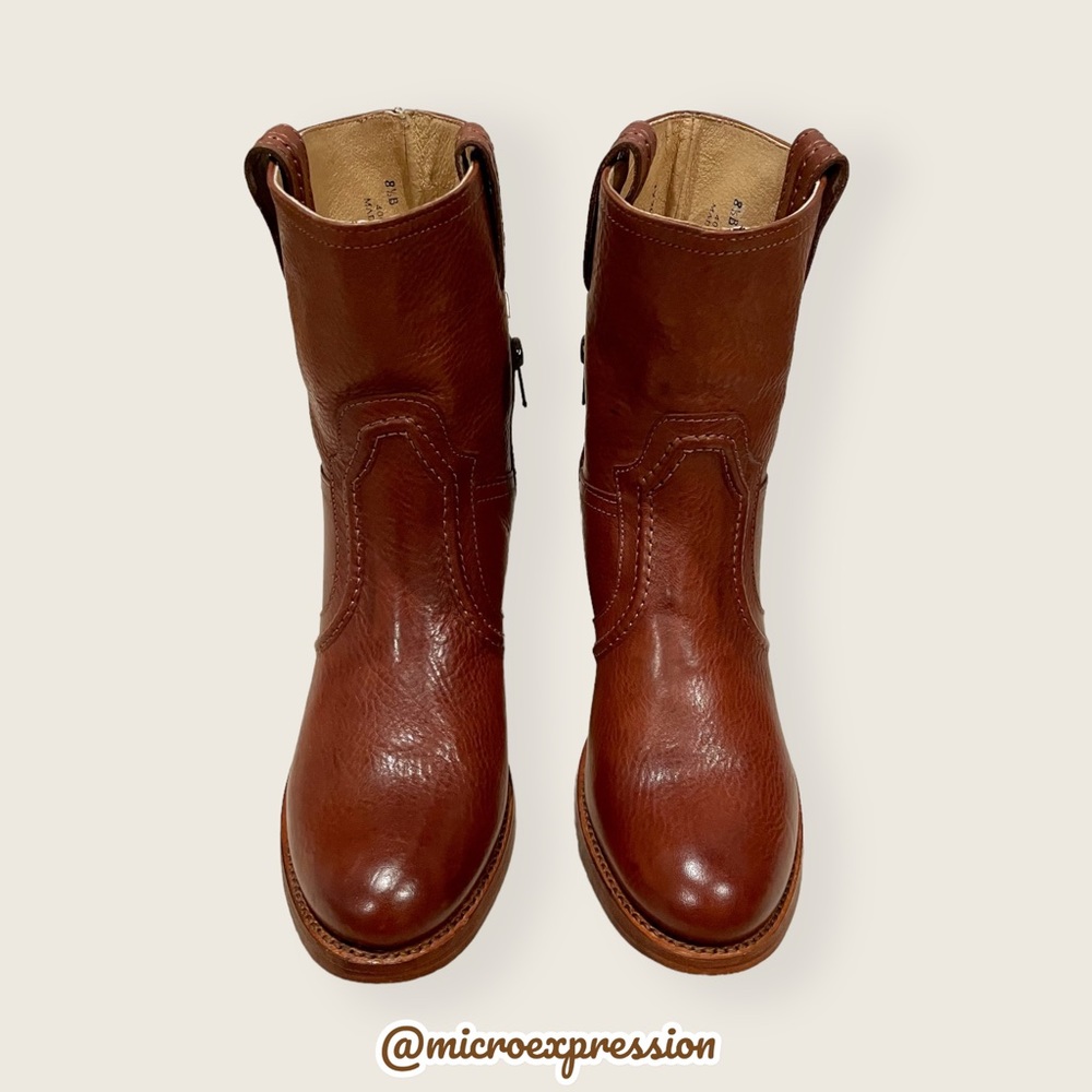 RARE Jane Trapunto Leather Short Cowboy Heel Boots - Picture 7 of 16